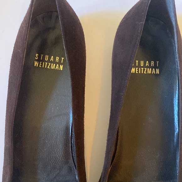 Stuart Weitzman Brown Suede Flats with Silver Metal Buckle Trim, Size 8 #281 - Picture 3 of 13